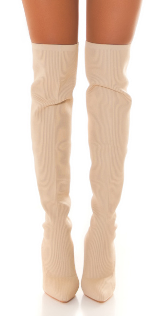 Musthave Overknee Boots ribbed Beige